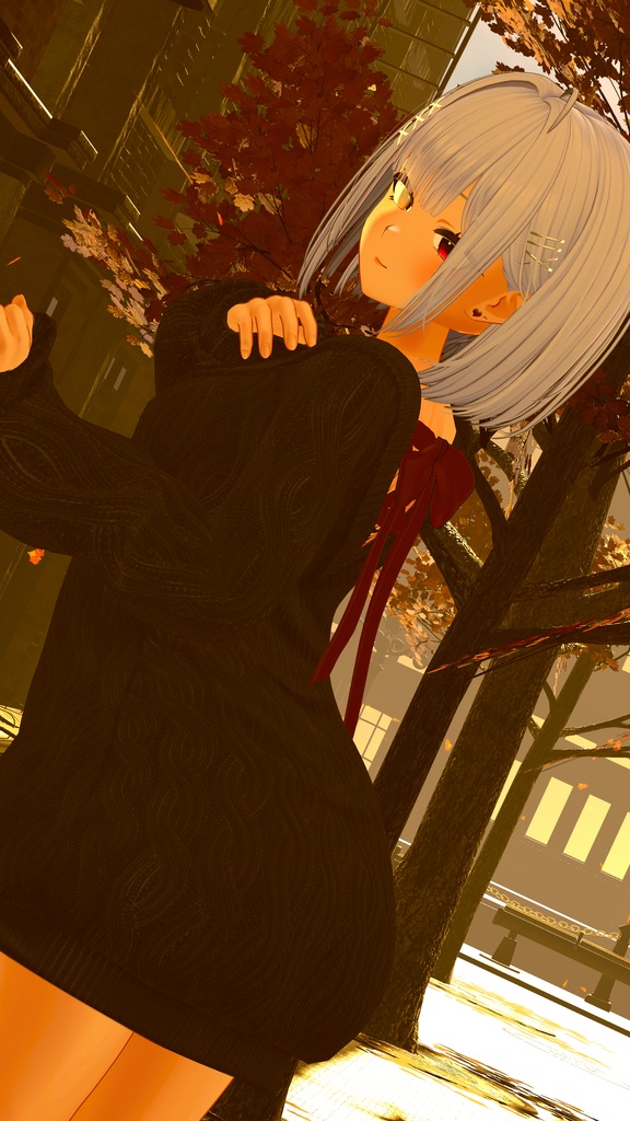 【複数アバター対応】スイートリボンニット