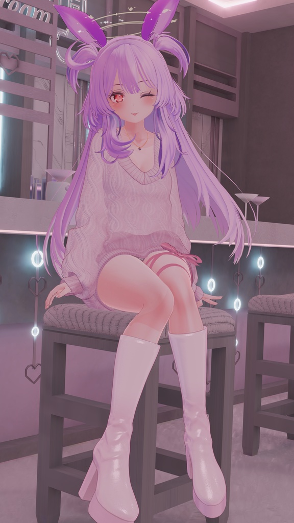 【複数アバター対応】スイートリボンニット