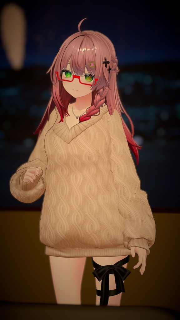 【複数アバター対応】スイートリボンニット