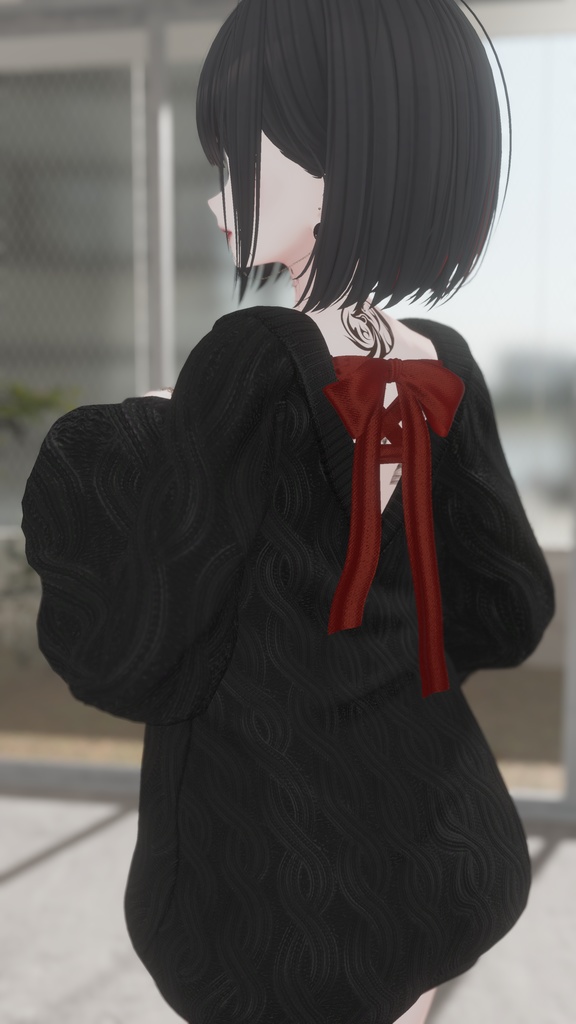 【複数アバター対応】スイートリボンニット