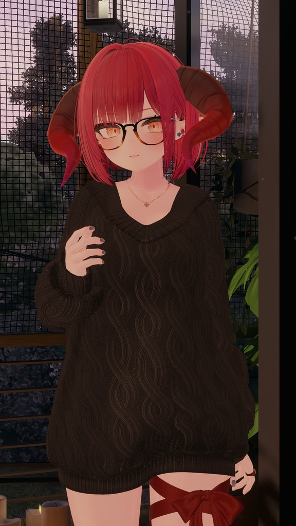 【複数アバター対応】スイートリボンニット