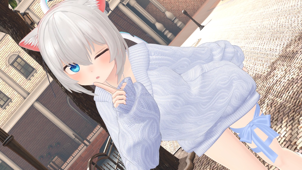 【複数アバター対応】スイートリボンニット