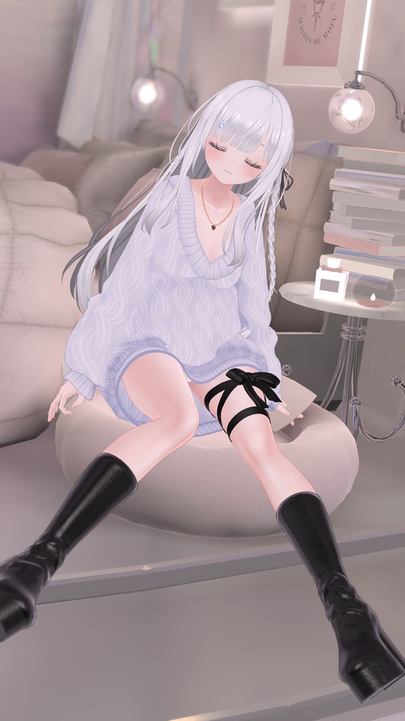 【複数アバター対応】スイートリボンニット