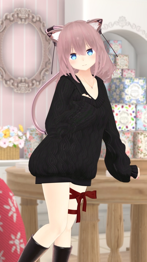 【複数アバター対応】スイートリボンニット