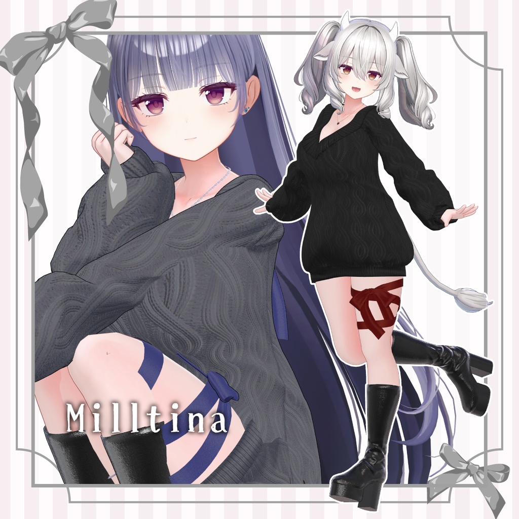 【複数アバター対応】スイートリボンニット