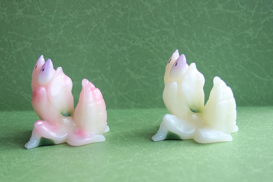 ハナカマキリ ソフビ指人形 クリアホワイト ピンク ホワイト