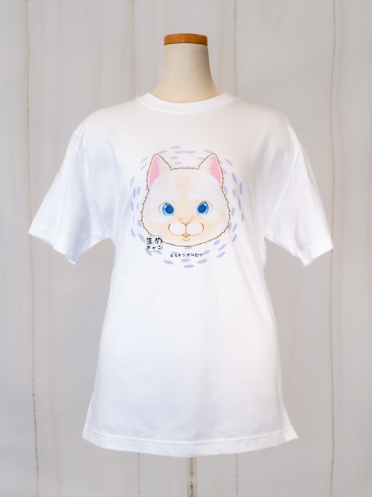 まめチャン5.6ozTシャツホワイト(七栄セツさんイラスト)