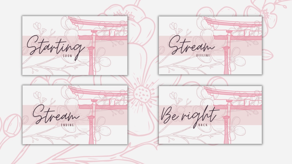 Pink Blossom Twitch Pack / Overlay / Panels / Vtuber / OBS