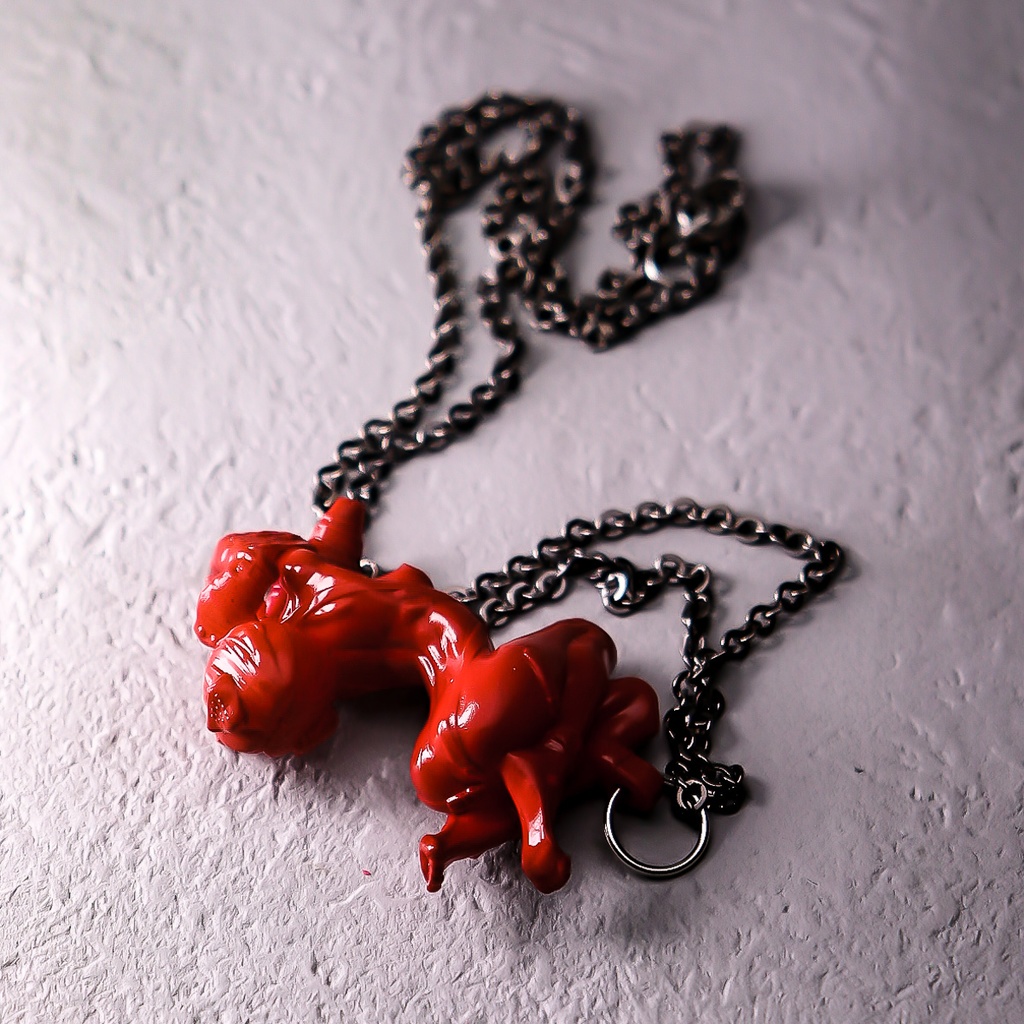 A little quiet, dog girl "RED" / PENDANT