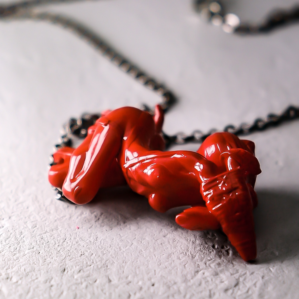 A little quiet, dog girl "RED" / PENDANT