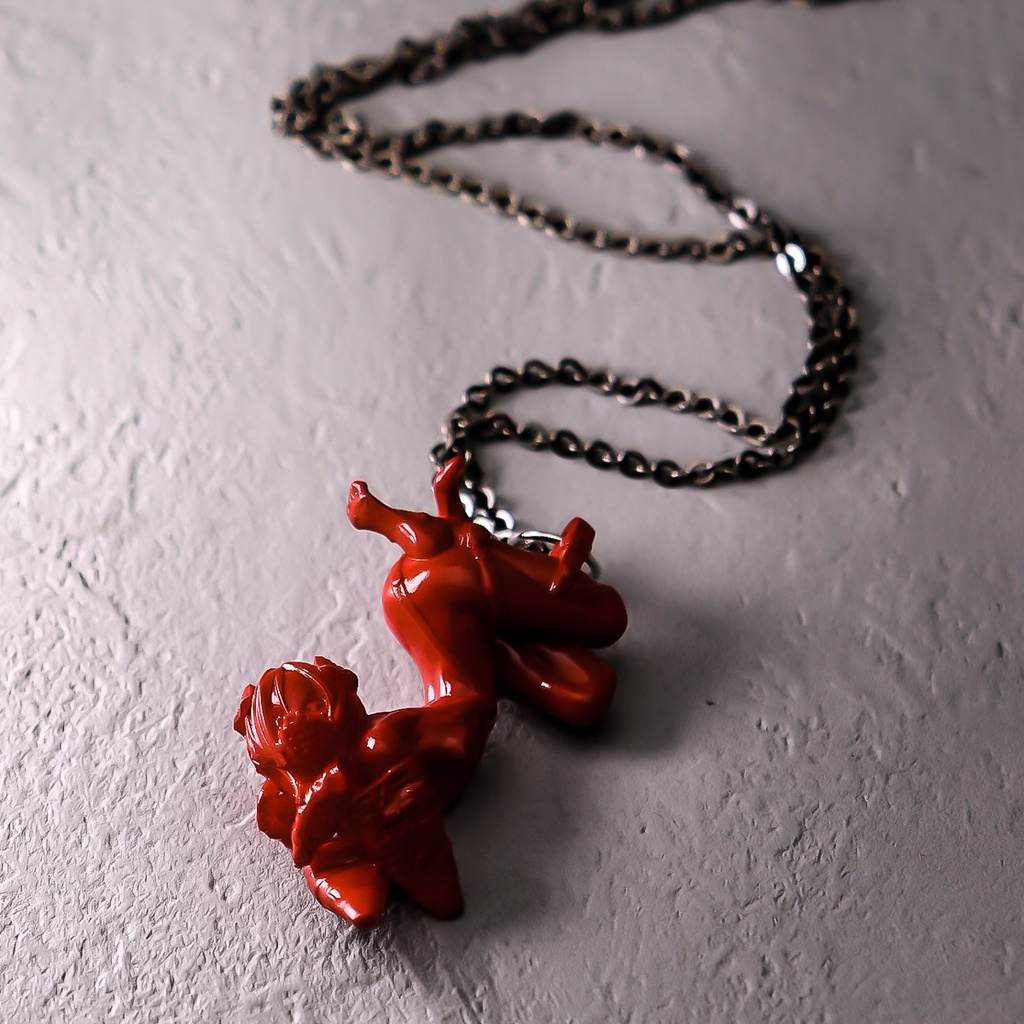 A little quiet, dog girl "RED" / PENDANT