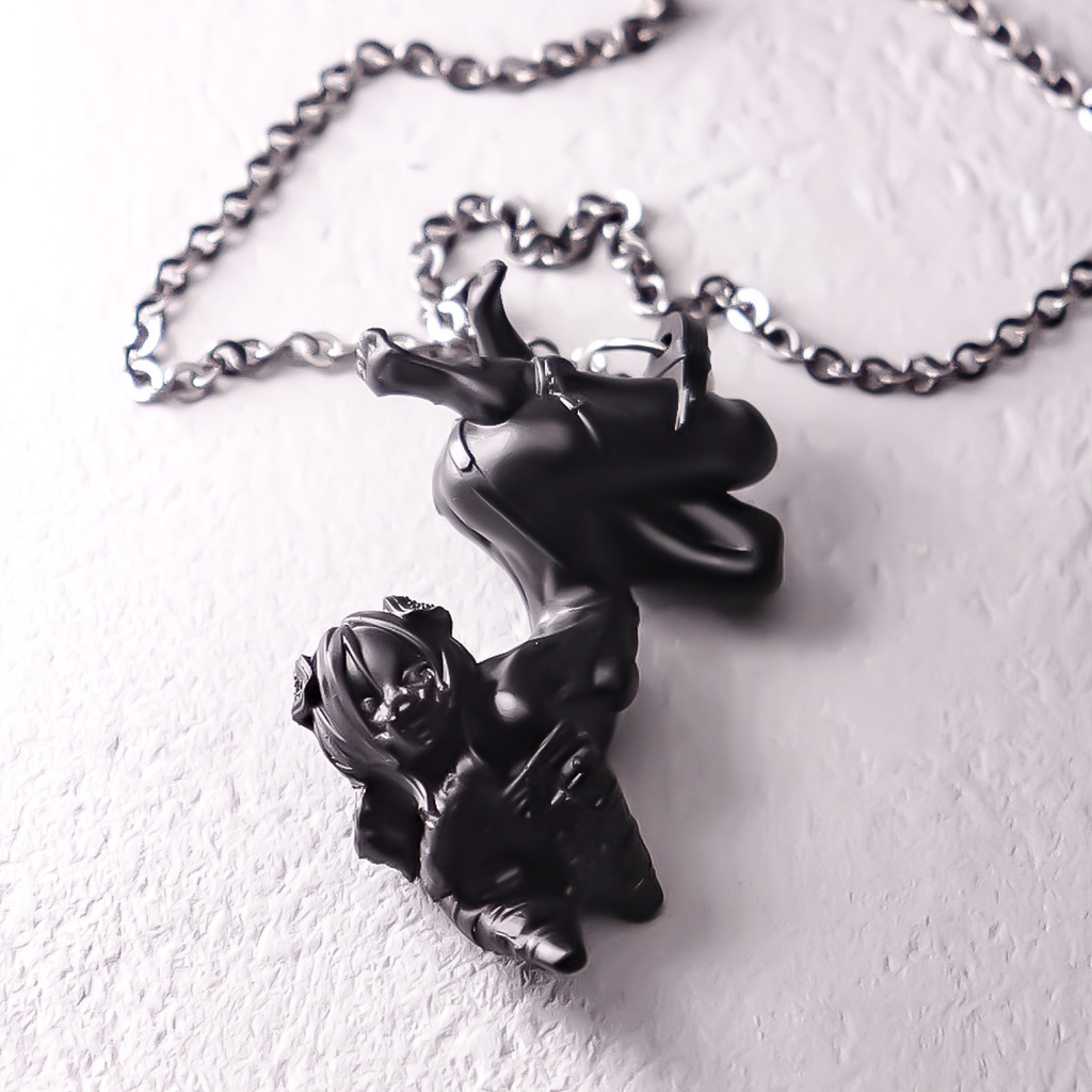 A little quiet, dog girl "BLACK" / PENDANT