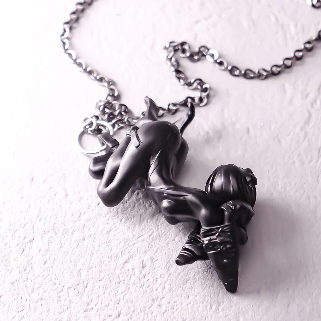 A little quiet, dog girl "BLACK" / PENDANT