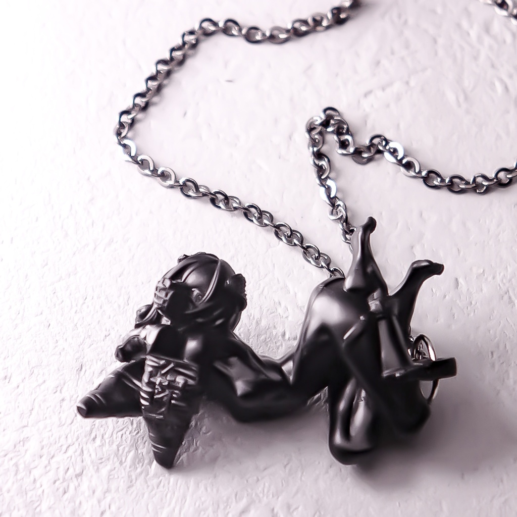 A little quiet, dog girl "BLACK" / PENDANT