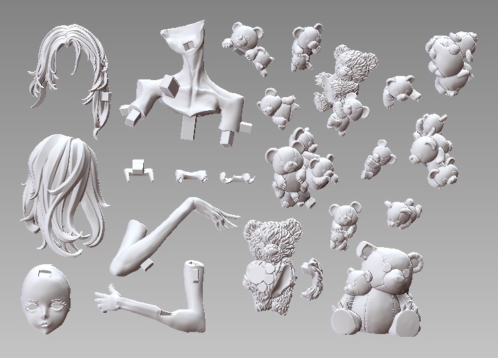 未塗装未組み立てガレージキット / くまくまくま、いちぶのかたち