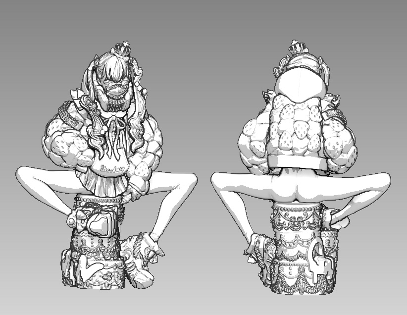 未塗装未組み立てガレージキット / いちご、もこもこ、ぜんぶのかたち