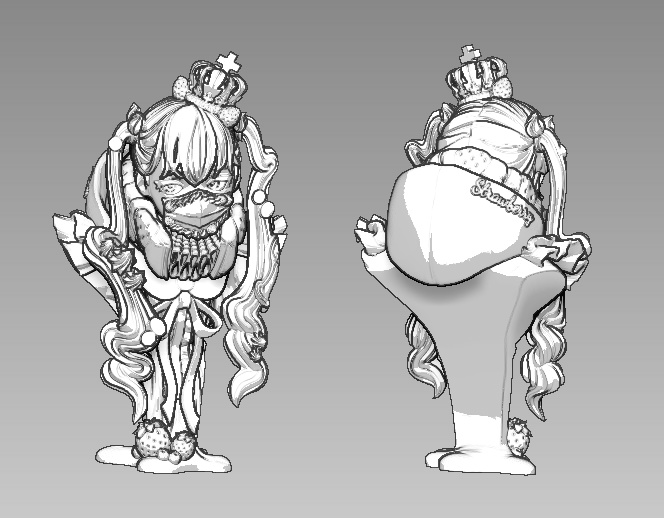 未塗装未組み立てガレージキット / いちご、もこもこ、いちぶのかたち