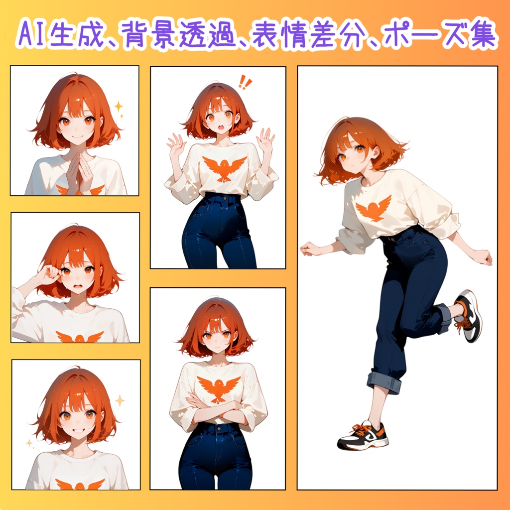 シーンが広がる!表情とポーズ94種まるごとセット◎日常キャラクター素材