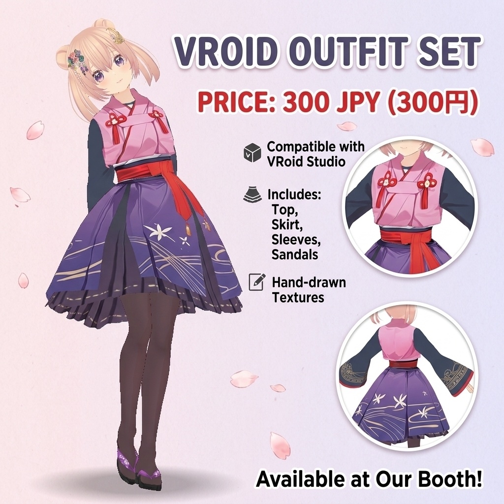 🌸 VRoid用衣装 『和モダン・花波セット』 / VRoid Outfit "Wa-Modern Hananami Set" 🌸