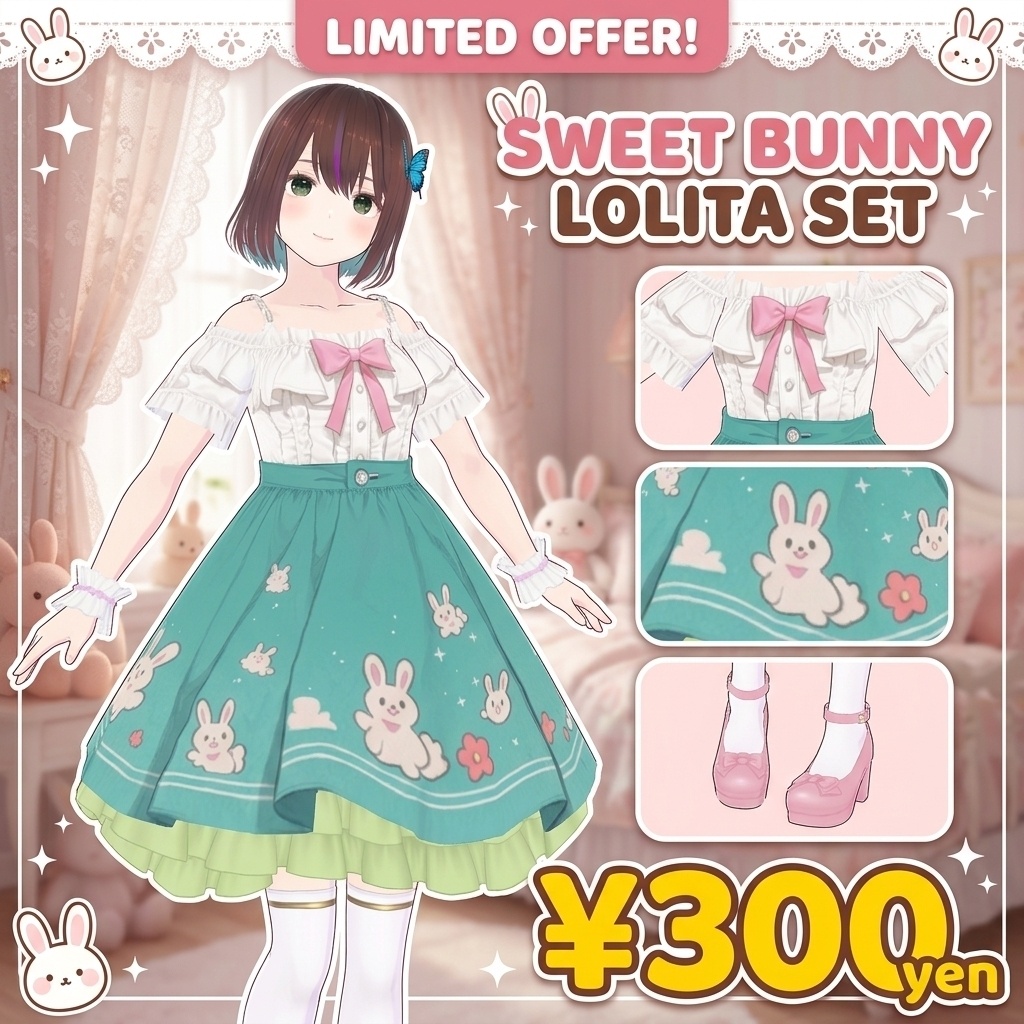 🐰 VRoid用衣装 『スウィートバニー・ロリィタセット』 🐰