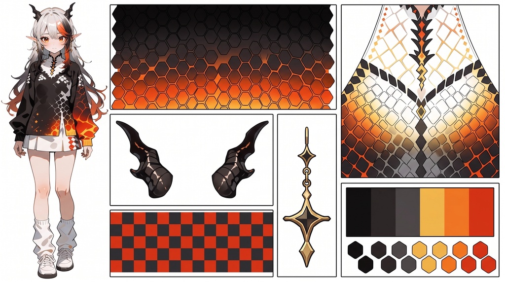【無料】キャラクターデザイン素材分解図 11種セット【VRoidテクスチャ・イラスト参考資料】