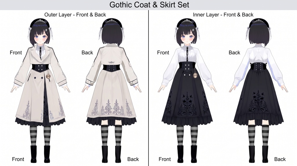 VRoid用衣装&モデル 『Gothic Classic Coat Dress(ゴシッククラシック・コートドレス)』