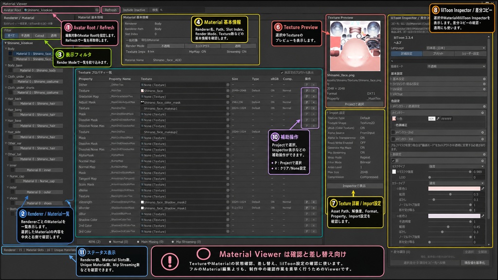 【無料 / β版】VRChat Avatar Workbench|PhysBone・Mask・Material・Animation制作支援ツール