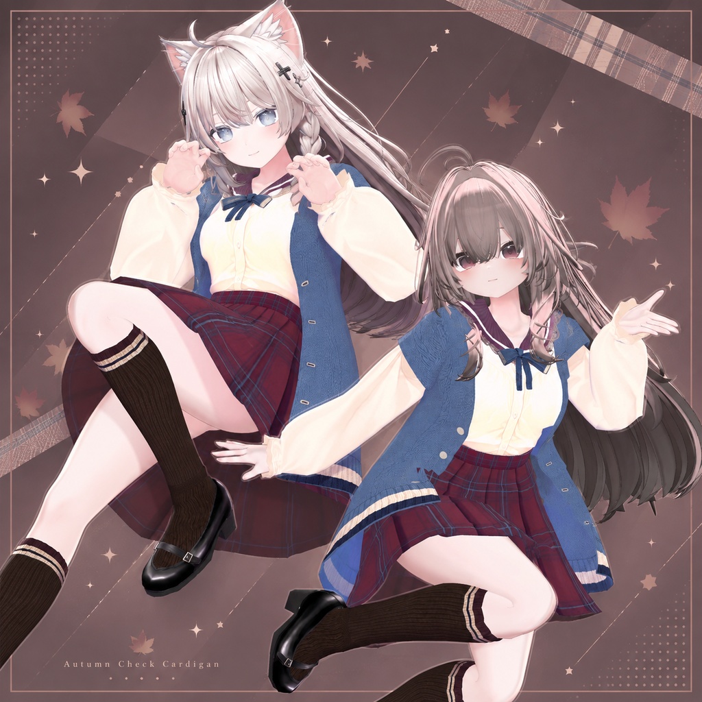 Autumn Check Cardigan Outfit【しなの / 輝夜対応】
