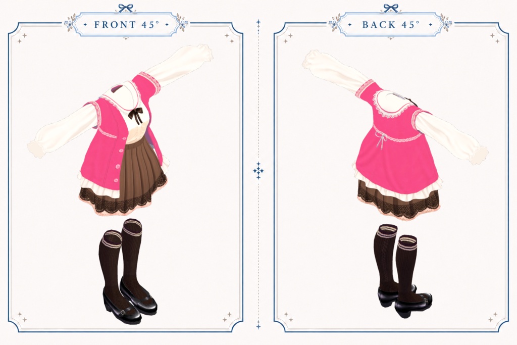 Strawberry Mocha Outfit【しなの・輝夜対応 / Modular Avatar】