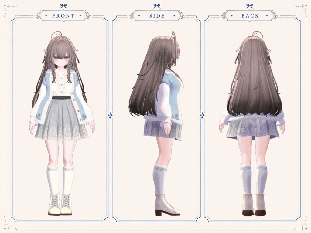 Pale Aqua Lace Cardigan outfit【しなの・輝夜対応】