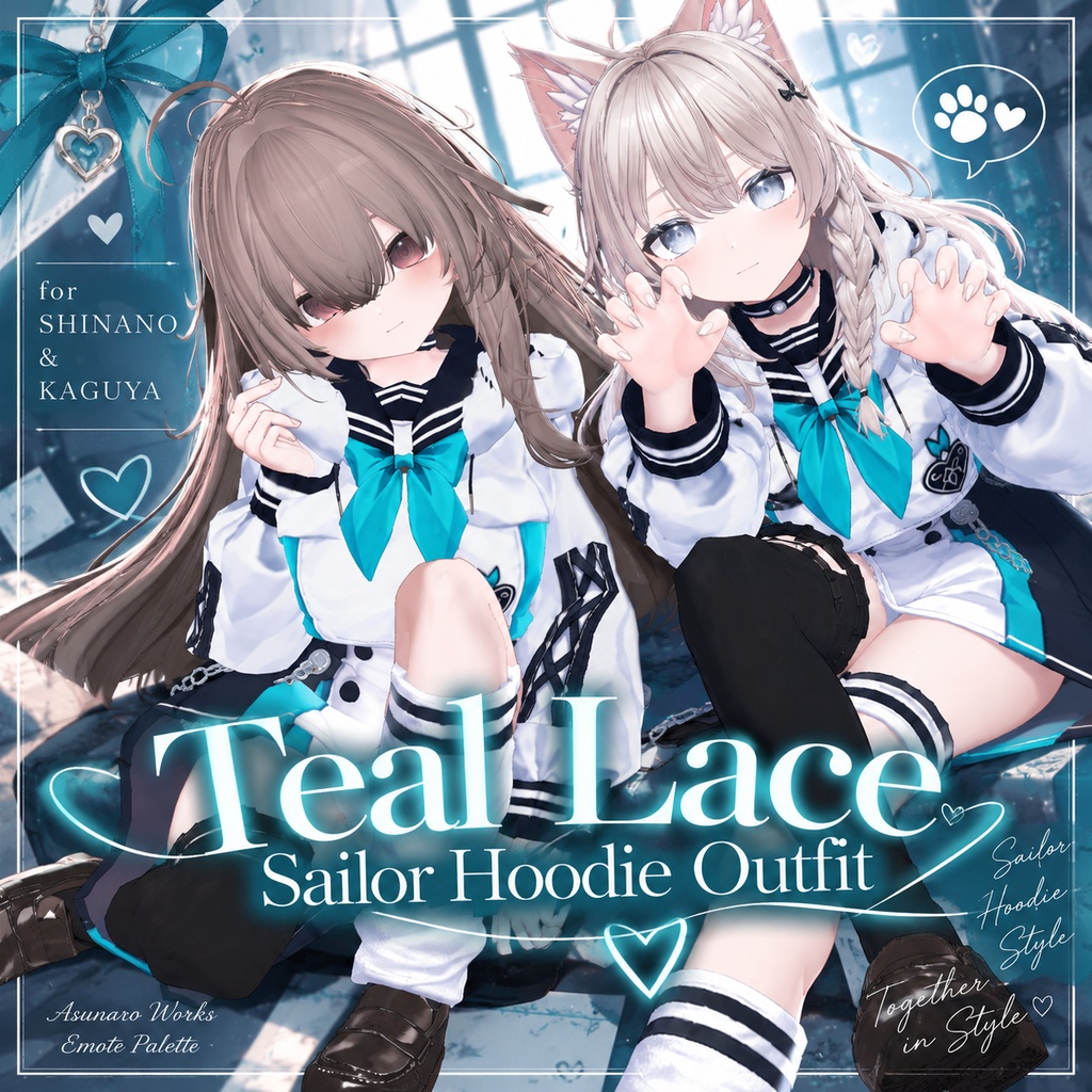 Teal_Lace_Sailor_Hoodie_Outfit【しなの/輝夜対応】