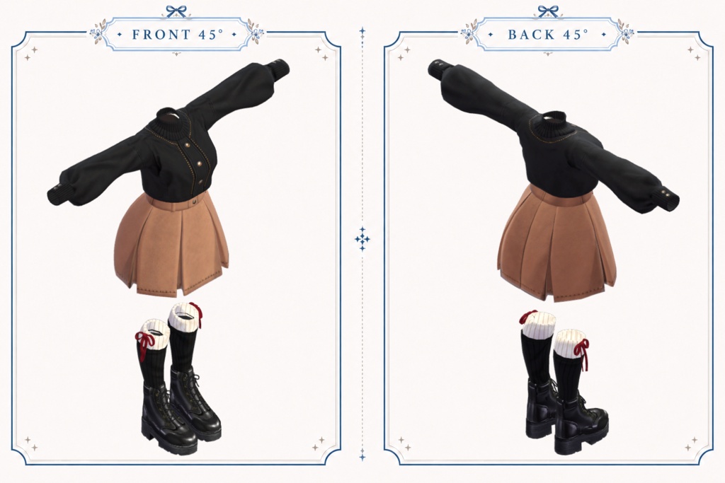 Noir Caramel Academy Outfit【しなの・輝夜・ショコラ対応 】