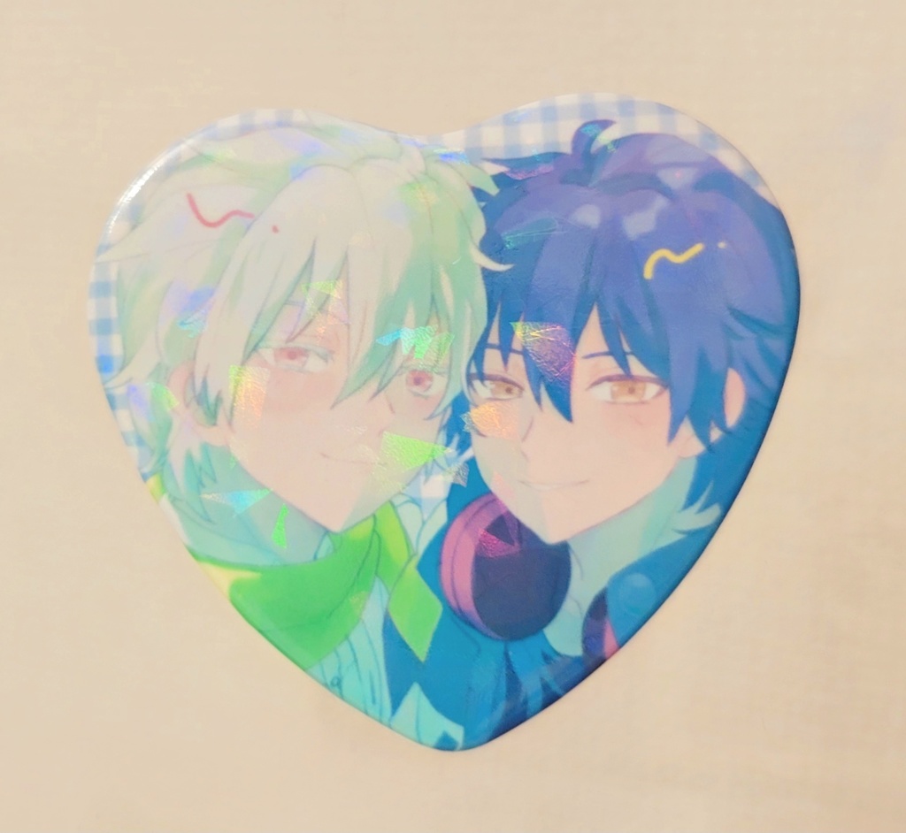 クリ蒼 ハート ホログラム缶バッジ 