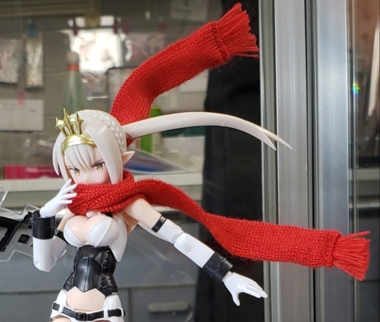 自在可動ニットマフラー 「赤」「白」「黒」「黄」「緑」「青」