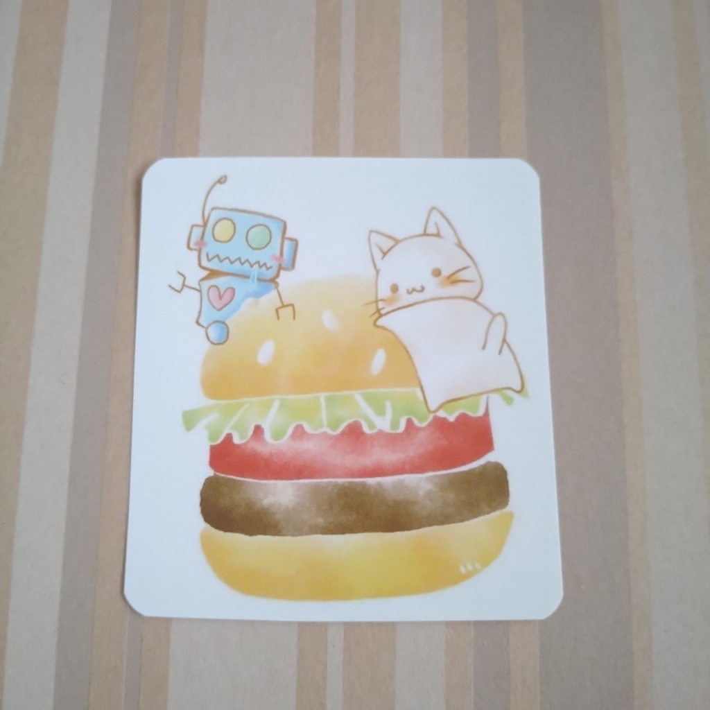 ステッカー300円、ハンバーガー