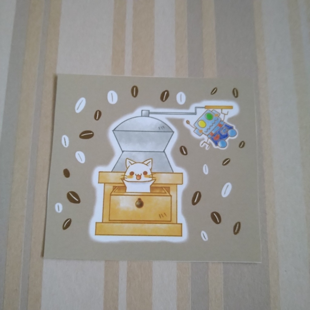 ステッカー300円、コーヒーミル