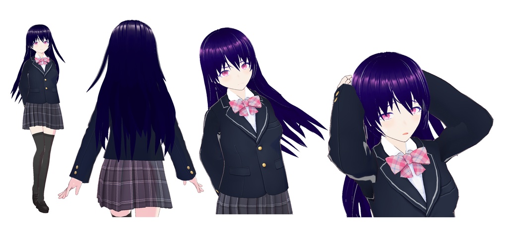 【VRoid正式版 3Ⅾモデル】女子高生 星田巡(vroid形式)(ヘアプ)