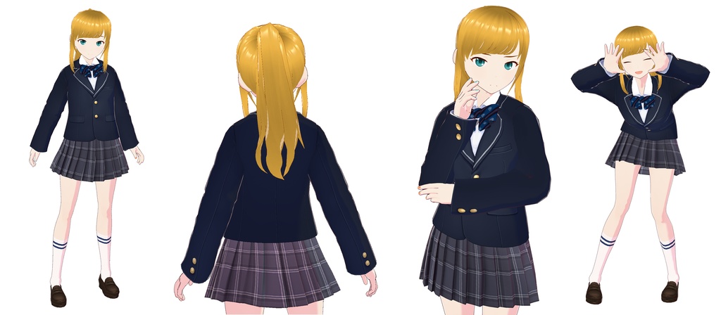 【VRoid正式版 3Ⅾモデル】女子高生 秋沢心毬(vroid形式)(ヘアプ)