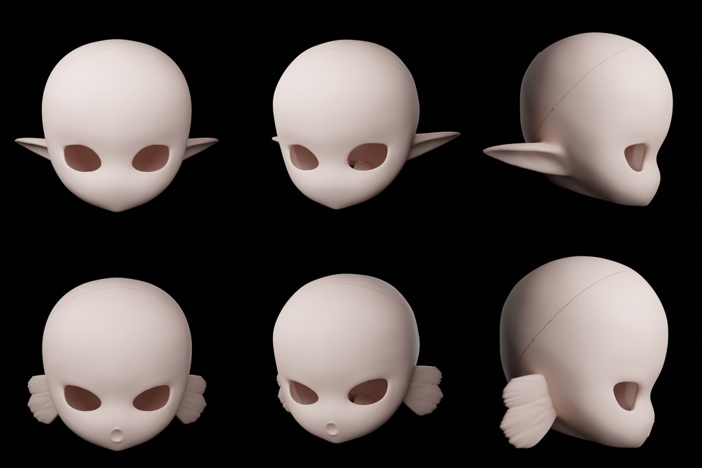 【無料配布】球体関節人形ヘッドモデルファイル スペースたん&宇宙魚