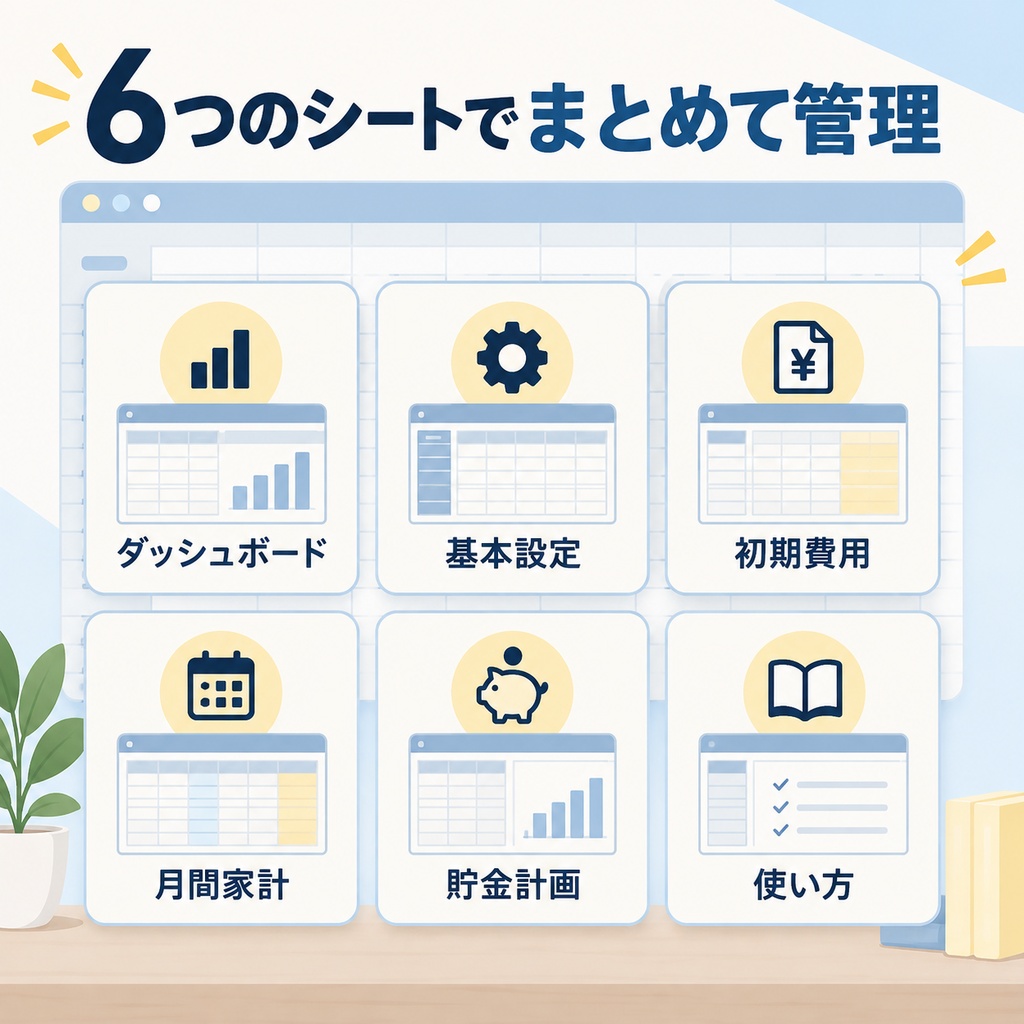 一人暮らし・同棲のお金管理セット|初期費用・家計・費用分担・貯金をExcelで一括管理