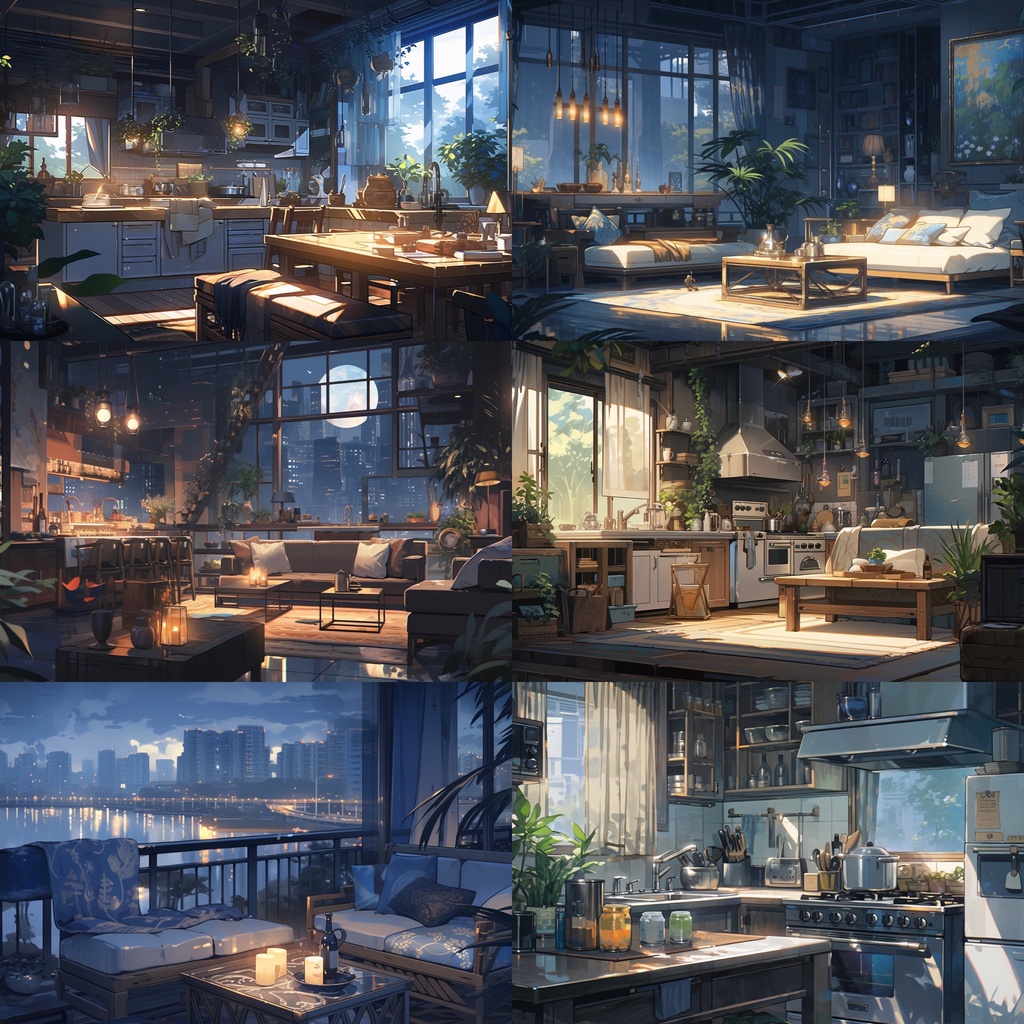 【背景素材】アパート・マンション室内 部屋 リビング キッチン バルコニー等 背景30枚【画集】【コンセプトアート】