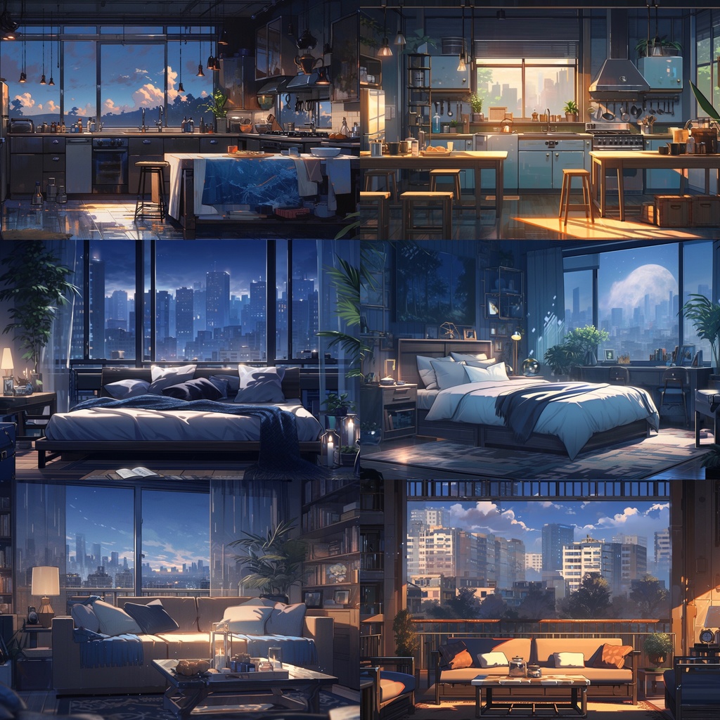 【背景素材】アパート・マンション室内 部屋 リビング キッチン バルコニー等 背景30枚【画集】【コンセプトアート】