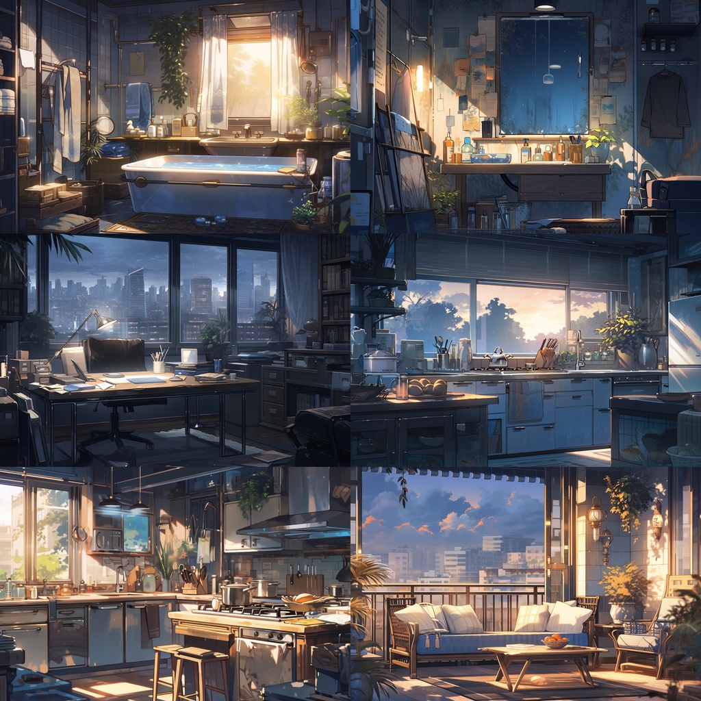 【背景素材】アパート・マンション室内 部屋 リビング キッチン バルコニー等 背景30枚【画集】【コンセプトアート】