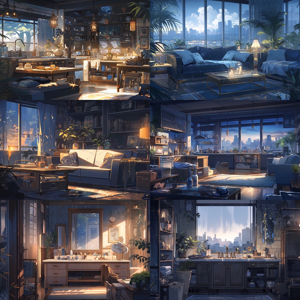 【背景素材】アパート・マンション室内 部屋 リビング キッチン バルコニー等 背景30枚【画集】【コンセプトアート】