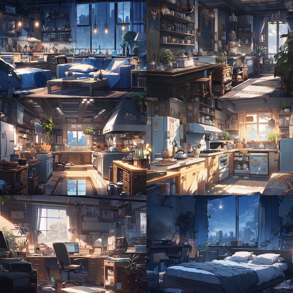 【背景素材】アパート・マンション室内 部屋 リビング キッチン等 背景30枚【画集】【コンセプトアート】