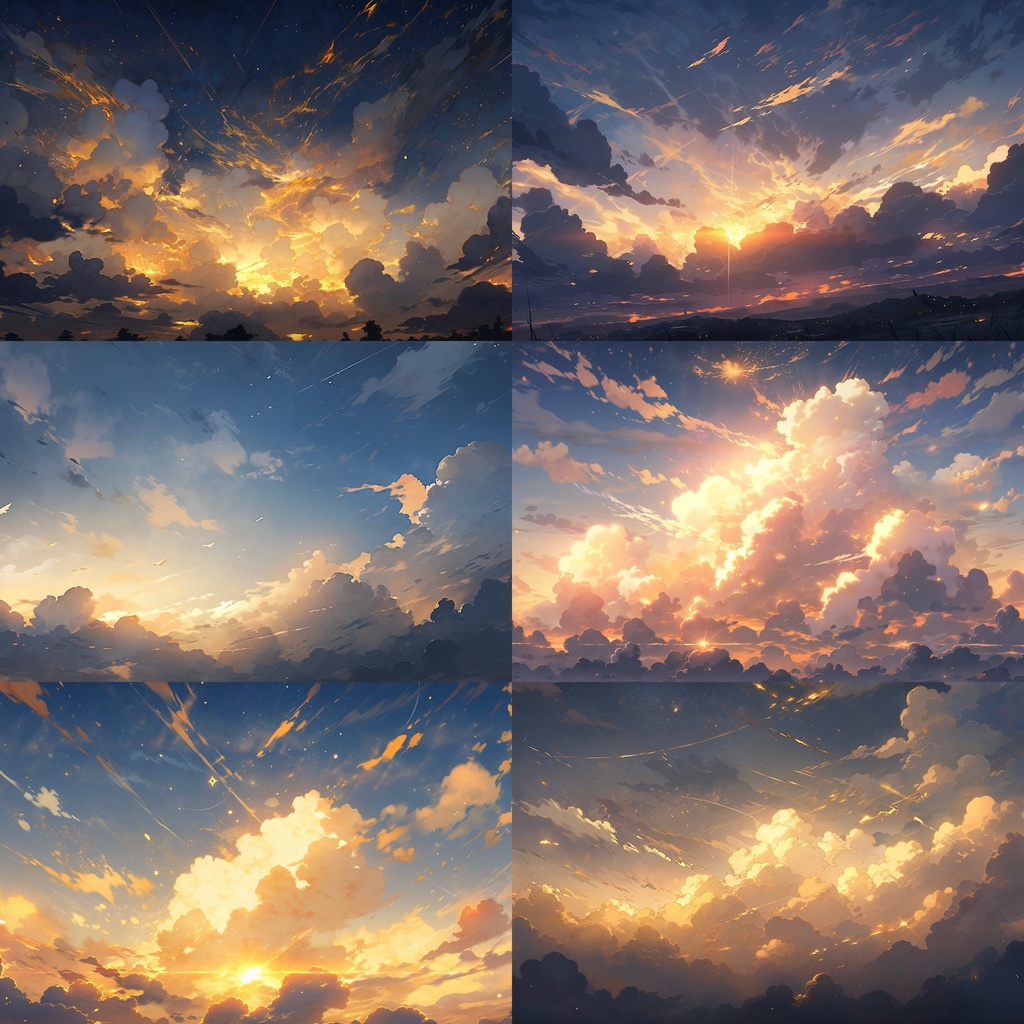 【背景素材】空 雲 夕焼け 朝焼け 夜空 星空等 背景30枚【画集】【コンセプトアート】