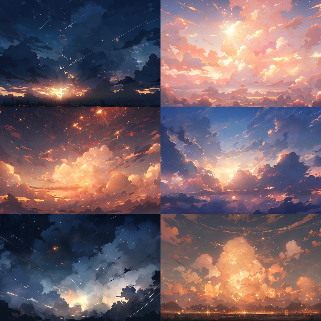 【背景素材】空 雲 夕焼け 朝焼け 夜空 星空等 背景30枚【画集】【コンセプトアート】