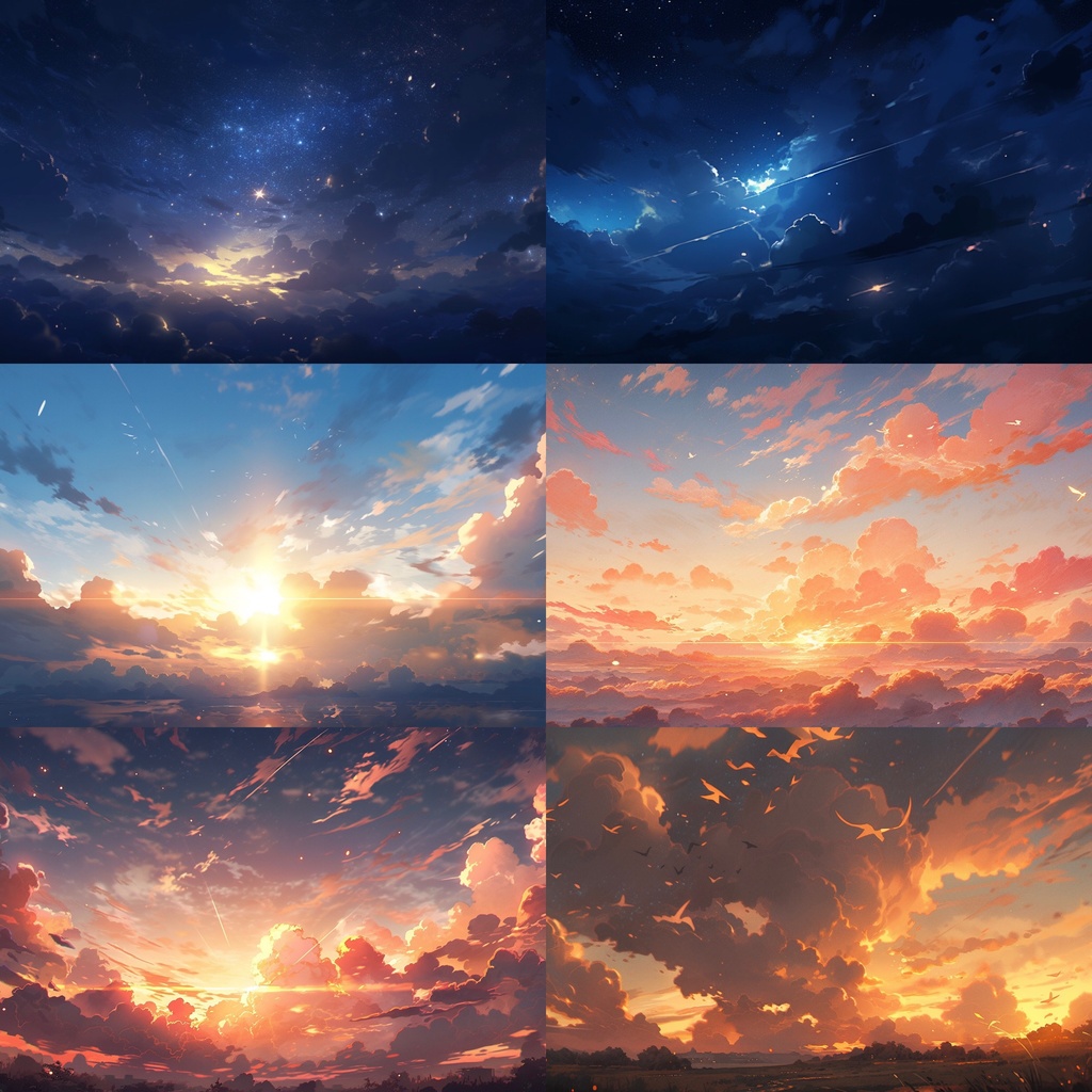 【背景素材】空 雲 夕焼け 朝焼け 夜空 星空等 背景30枚【画集】【コンセプトアート】