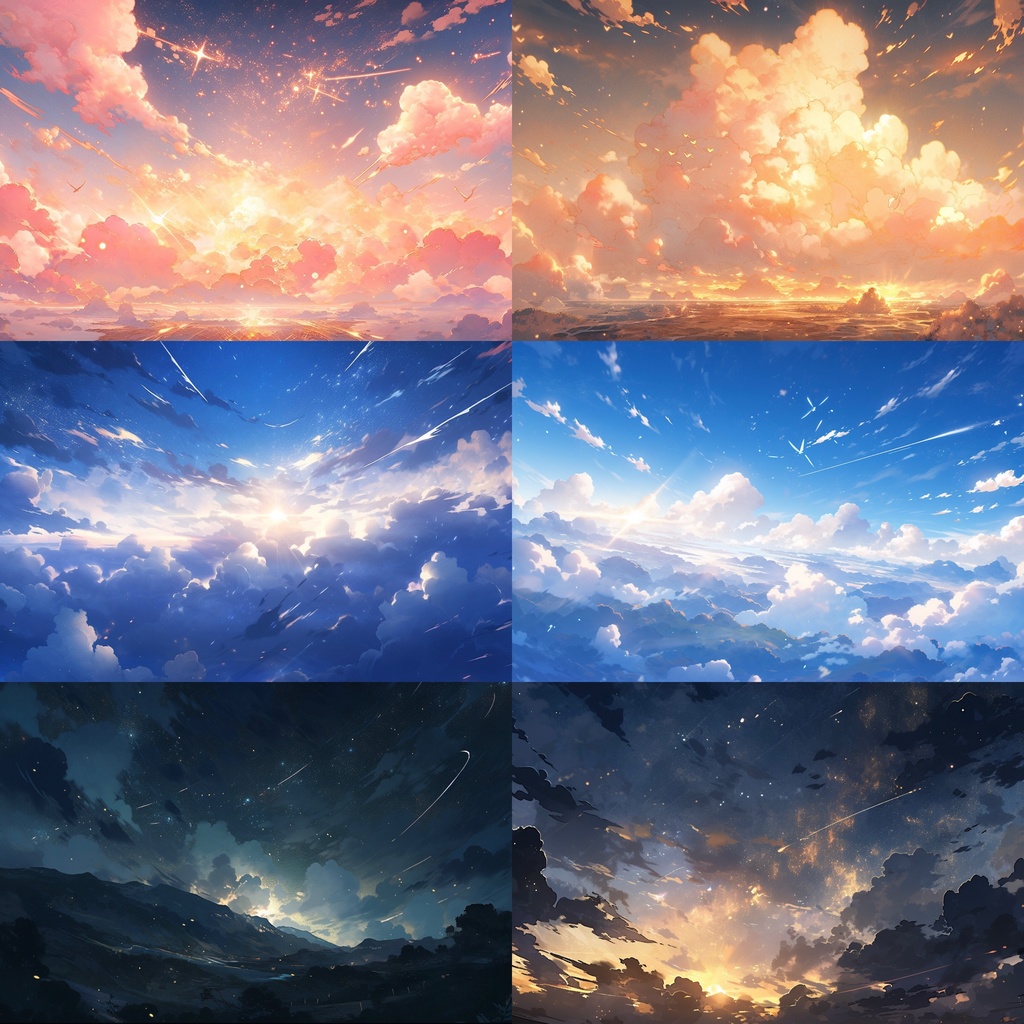 【背景素材】空 雲 夕焼け 朝焼け 夜空 星空等 背景30枚【画集】【コンセプトアート】