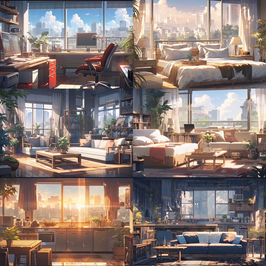 【背景素材】アパート・マンション室内 部屋 寝室 リビング キッチン等 背景30枚【画集】【コンセプトアート】